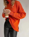 Turtleneck Side Split Knitted Sweater - Effortless Sophistication for Winter Chic by Haute Damsel