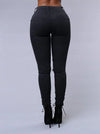 New spring summer ripped jeans - Elastic trousers black and white fashion sexy skinny denim pencil pants