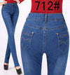 High Waist Mother Denim Jeans - Slim Cotton Stretch Trousers