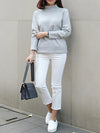 2024 White Crop Jeans - Cozy Soft Straight Leg Boyfriend Denim