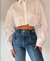  Elegant Long Sleeve Crop Blouse -Haute Damsel