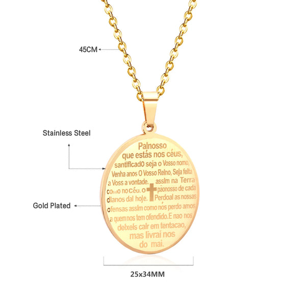 Stainless Steel Rosary Necklace with cross pendant
