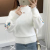 Stand Collar Solid Color Embroidery Sweater - Effortless Elegance for Every Occasion by Haute Damsel