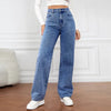 Y2K High Waist Straight Jeans - Loose Fit Blue Denim Pants