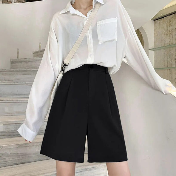 Elevate Your Style: Summer Wide Leg Knee-length Shorts - Haute Damsel