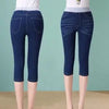 Vintage High Waist Jeggings Jeans - Capri Blue Denim Pants