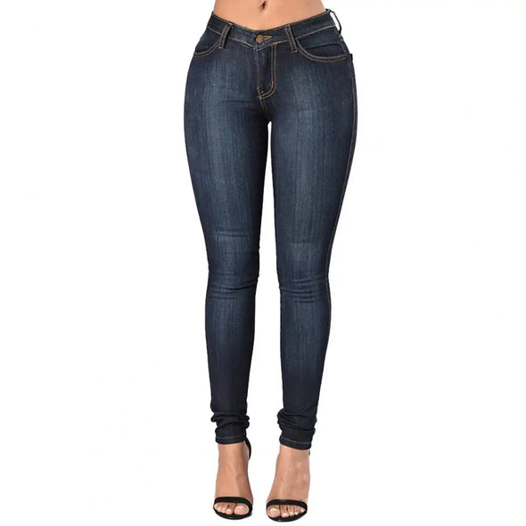  High Waist Cotton Denim Jeans - European & American Style 