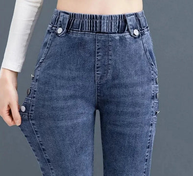 High Waist Retro Skinny Jeans - Stretch Denim Cowboy Trousers