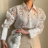 Captivate in Style: Sexy Hollow Floral Embroidery Blouse for a Dazzling Look