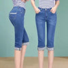 Vintage High Waist Jeggings Jeans - Capri Blue Denim Pants