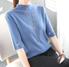 Sequined Pendant O Neck Half Sleeve T-Shirt - Haute Damsel 