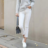 2024 White Crop Jeans - Cozy Soft Straight Leg Boyfriend Denim