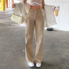 Light Brown jeans fashion - Y2K high waist stretch wide leg women's trousers