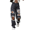 Women's high waist wide leg jeans - Zipper fly lady denim pants