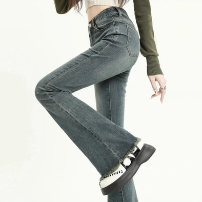 Summer Flared Jeans for Women - Vintage Blue Denim