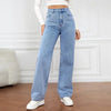 Y2K High Waist Straight Jeans - Loose Fit Blue Denim Pants