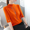 Sequined Pendant O Neck Half Sleeve T-Shirt - Haute Damsel 