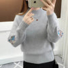 Stand Collar Solid Color Embroidery Sweater - Effortless Elegance for Every Occasion by Haute Damsel