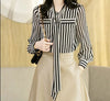 Haute Damsel's Striped Chiffon Shirt - Effortless Style for Every Occasion