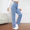 Y2K High Waist Straight Jeans - Loose Fit Blue Denim Pants