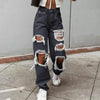 Women's high waist wide leg jeans - Zipper fly lady denim pants