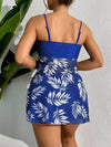 Short Dress Tankini Swimsuit - Padded Printed Swimwear with Shorts for Women