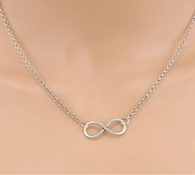 Silver Infinity Necklace – infinity symbol pendant on a choker chain