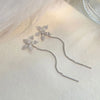 Silver color Bohemian Tassel Drop Earrings – front view showcasing star and heart beads with long chains