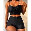 Solid Tankini Set - Push Up Two-Piece Swimsuit for Women | Haute Damsel