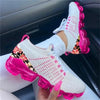 Spring Sneakers – Floral Knit Lace-Up Casual Shoes, Large Size