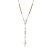 Stainless Steel Rosary Necklace – Virgin Mary and cross pendant on a link cable chain