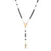 Stainless Steel Rosary Necklace – Virgin Mary and cross pendant on a link cable chain