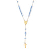 Stainless Steel Rosary Necklace – Virgin Mary and cross pendant on a link cable chain