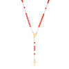 Stainless Steel Rosary Necklace – Virgin Mary and cross pendant on a link cable chain