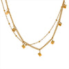 Stainless Steel Square Drop Necklace – double-layered overlay design
