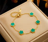 Stainless steel clover and flower charm bracelet detailed craftsmanship