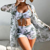 Print Tankini Set - Three-Piece Push Up Swimsuit for Women | Haute Damsel