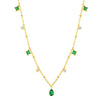 Tennis Chain Necklace – vibrant stones on a gold-plated chain, styled on a model