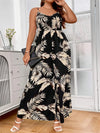 Tropical Oasis Jumpsuit - Plus Size, Cami Style, Summer Vacation, Loose Casual, Backless, Wide Leg Pants