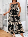Tropical Oasis Jumpsuit - Plus Size, Cami Style, Summer Vacation, Loose Casual, Backless, Wide Leg Pants