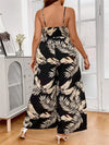 Tropical Oasis Jumpsuit - Plus Size, Cami Style, Summer Vacation, Loose Casual, Backless, Wide Leg Pants