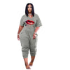 Vibrant Summer Romper - Plus Size Fashion Printing Short Sleeve Loose Fit Casual Sport Jumpsuit