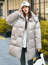 Winter Thick Warm Long Parka – Elegant Wave-Patterned Cotton Jacket for Women  
