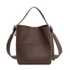 Wide Strap Leather Bucket Tote – Large Capacity Multi-Function Shoulder Bag for Women | Casual Luxury Handbag