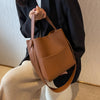 Wide Strap Leather Bucket Tote – Large Capacity Multi-Function Shoulder Bag for Women | Casual Luxury Handbag