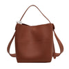 Wide Strap Leather Bucket Tote – Large Capacity Multi-Function Shoulder Bag for Women | Casual Luxury Handbag