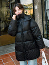 Winter Hooded Cotton Jacket – Thick Warm Parka for Women black front view  
