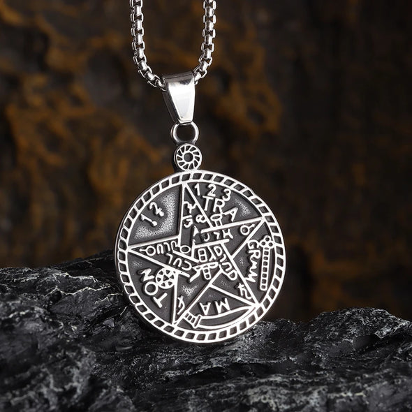 Witchcraft Pentagram Necklace – pentagram and Tetragrammaton pendant on a stainless steel chain