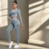 Woman in grey yoga set  