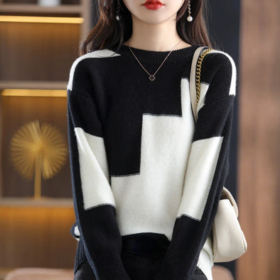 Women's Autumn Crewneck Knit Sweater – Trendy  Korean Style Pullover Jumper for Casual Wear